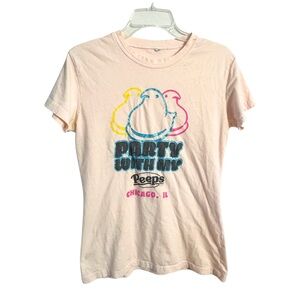 Vintage Y2K Party With My‎ Peeps Graphic Tee Size Small Minimalist Easter Cute